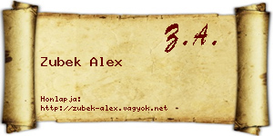Zubek Alex névjegykártya